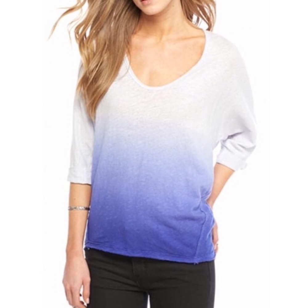 We The Free Strawberry Linen Dolman Ombré Top